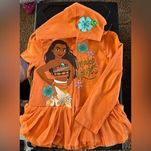 Disney Orange Moana Hoodie with Tulle Accent.